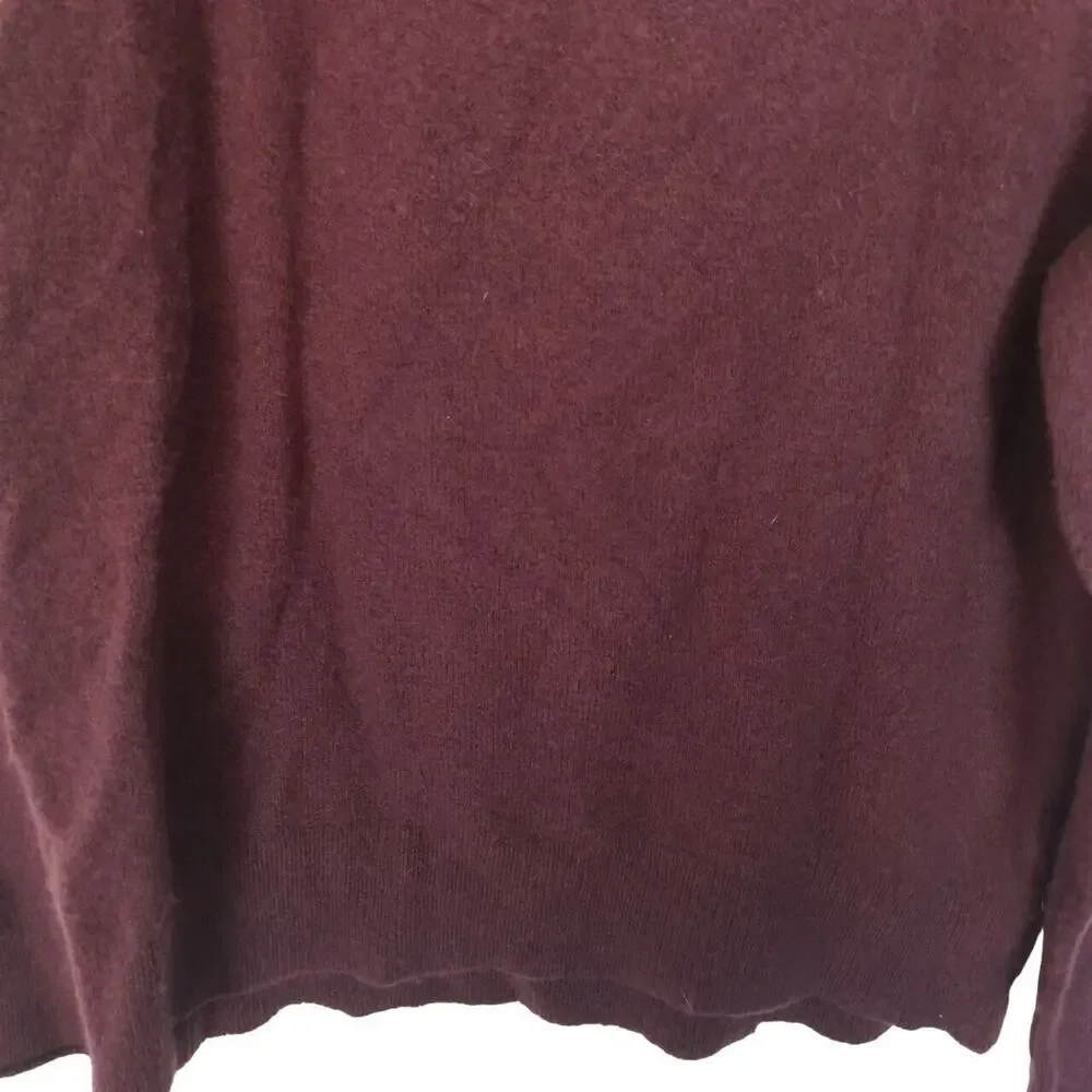 J. Crew Womens Alpaca Merino Wool Burgundy Roll Neck Sweater Sz XS Quiet Luxury